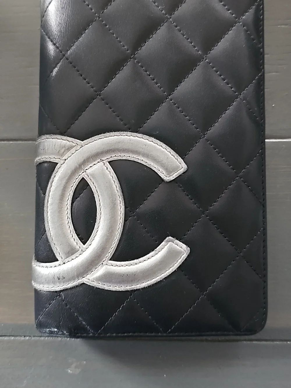 CHANEL Black Calfskin Quilted Cambon  Wallet One Size